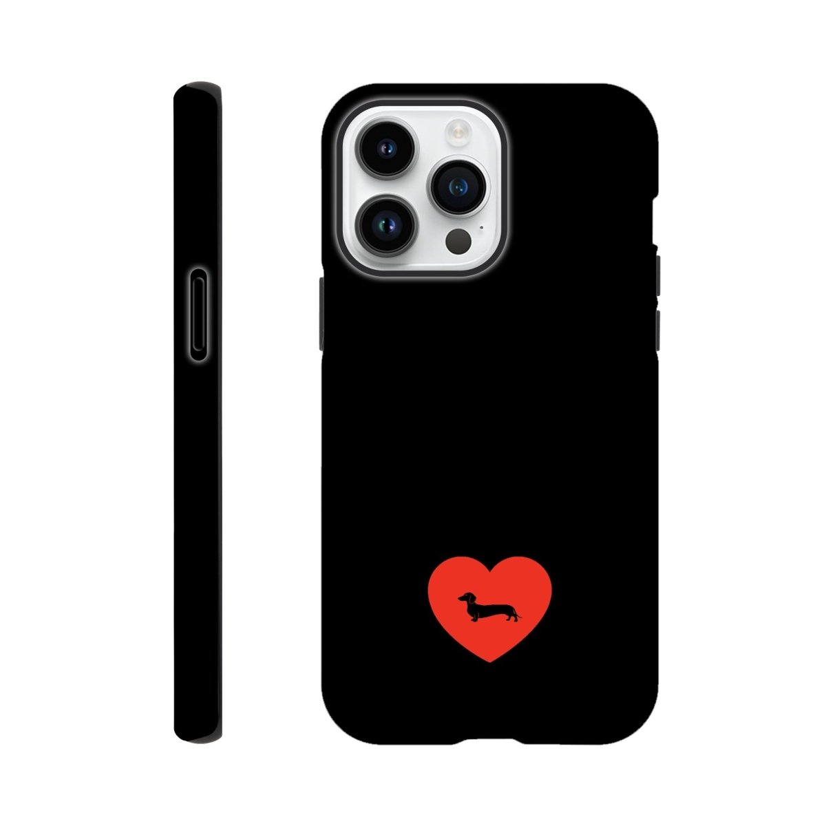 Dackel iPhone Handyhülle "Pablo Love" - Motiv schwarz unten - iPhone 14 Pro Max