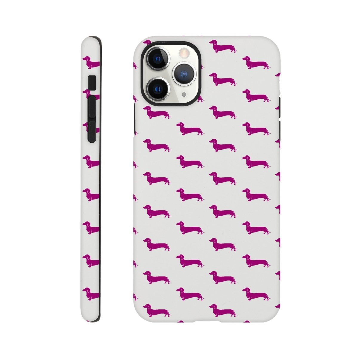 Dackel iPhone Handyhülle "Pablo" - Motiv Muster lila - iPhone 11 Pro Max