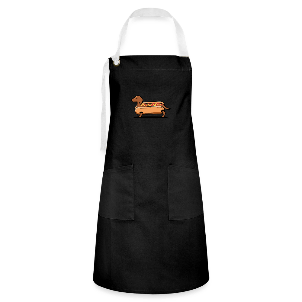 Dackel Schürze "Hot-Dog" - Schwarz - Schwarz Weiß One size