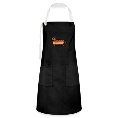 Dackel Schürze "Hot-Dog" - Schwarz - Schwarz Weiß One size