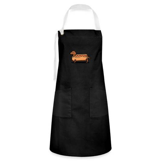 Dackel Schürze "Hot-Dog" - Schwarz - Schwarz Weiß One size