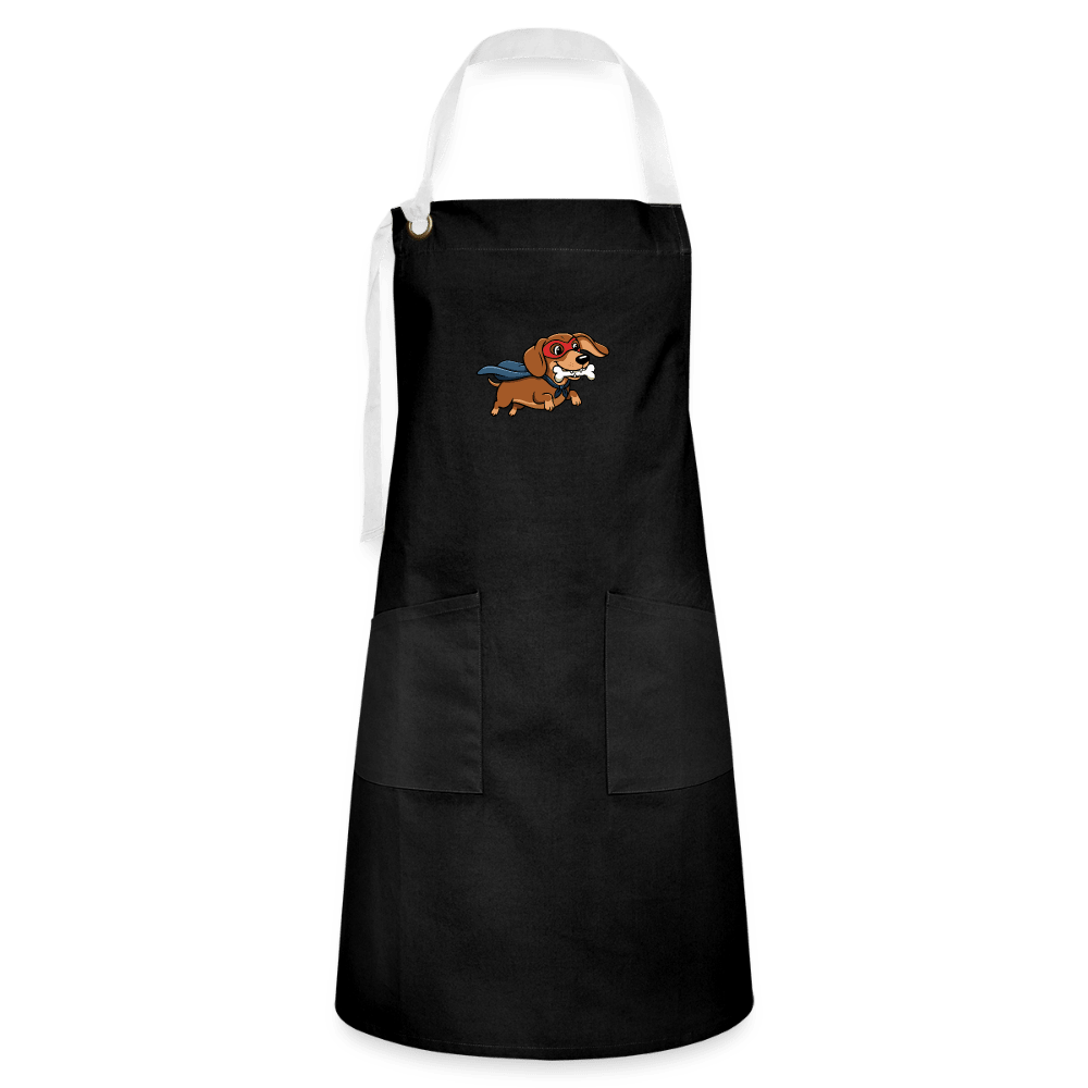 Dackel Schürze "Super Dackel" - Schwarz - Schwarz/Weiß