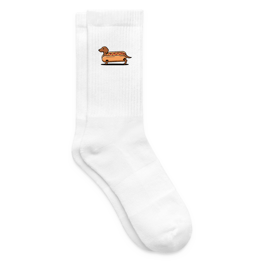 Dackel Socken "Hot Dog" - Farbig - Weiß