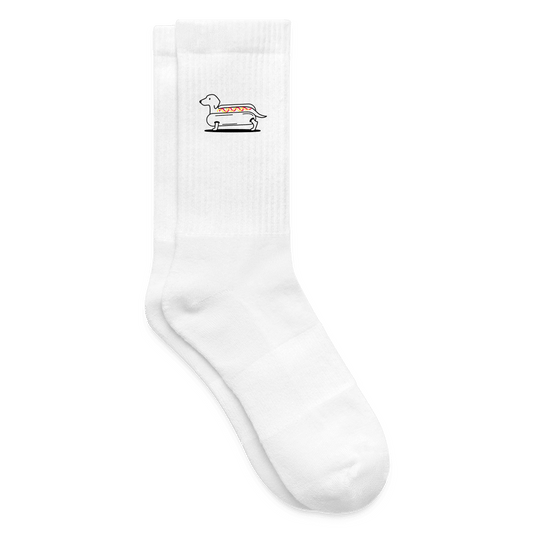 Dackel Socken "Hot Dog" - Schwarz - Weiß