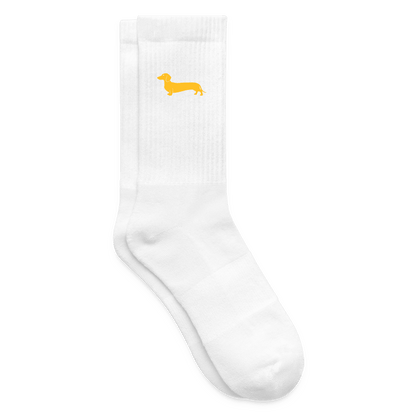 Dackel Socken "Pablo" - Goldgelb - Weiß