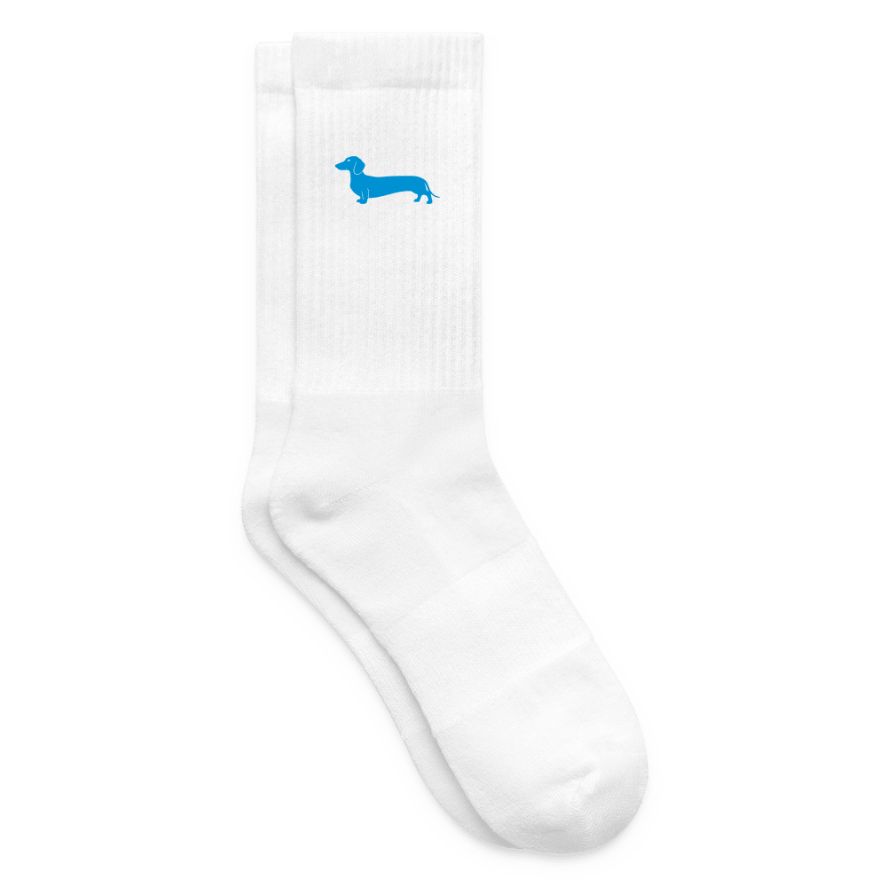 Dackel Socken "Pablo" - Hellblau - Weiß
