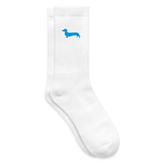 Dackel Socken "Pablo" - Hellblau - Weiß
