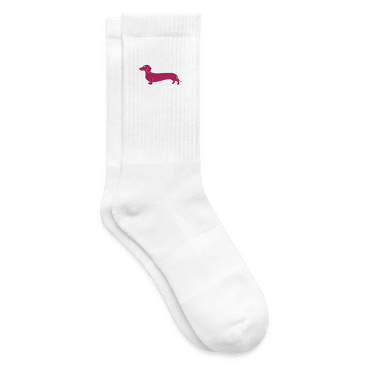 Dackel Socken "Pablo" - Magenta - Weiß