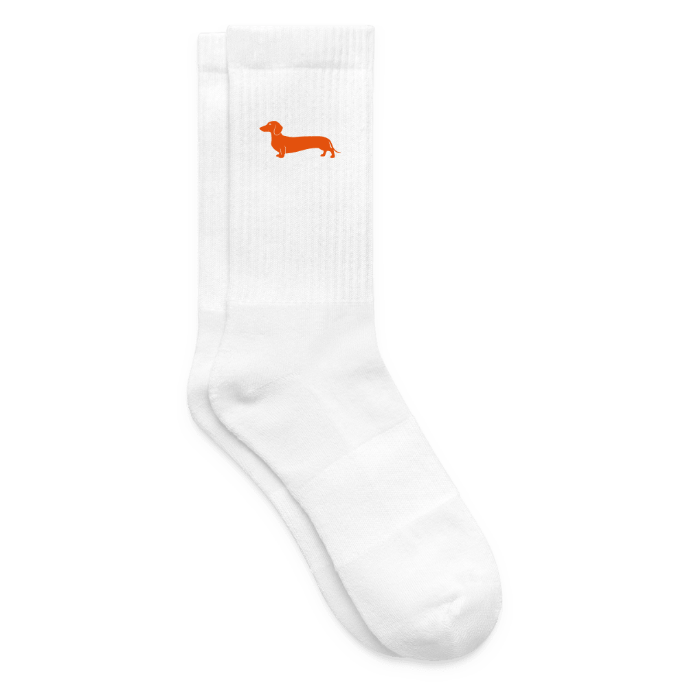 Dackel Socken "Pablo" - Orange - Weiß
