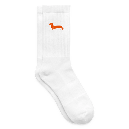 Dackel Socken "Pablo" - Orange - Weiß