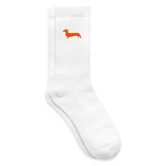 Dackel Socken "Pablo" - Orange - Weiß