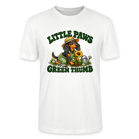 Dackel T-Shirt „Little Paws Green Thumb“ – Unisex - Weiß