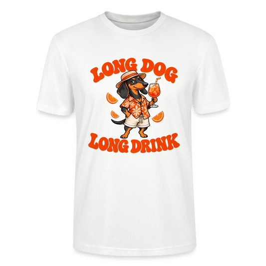 Dackel T-Shirt „Long Dog Long Drink“ – Unisex - Weiß