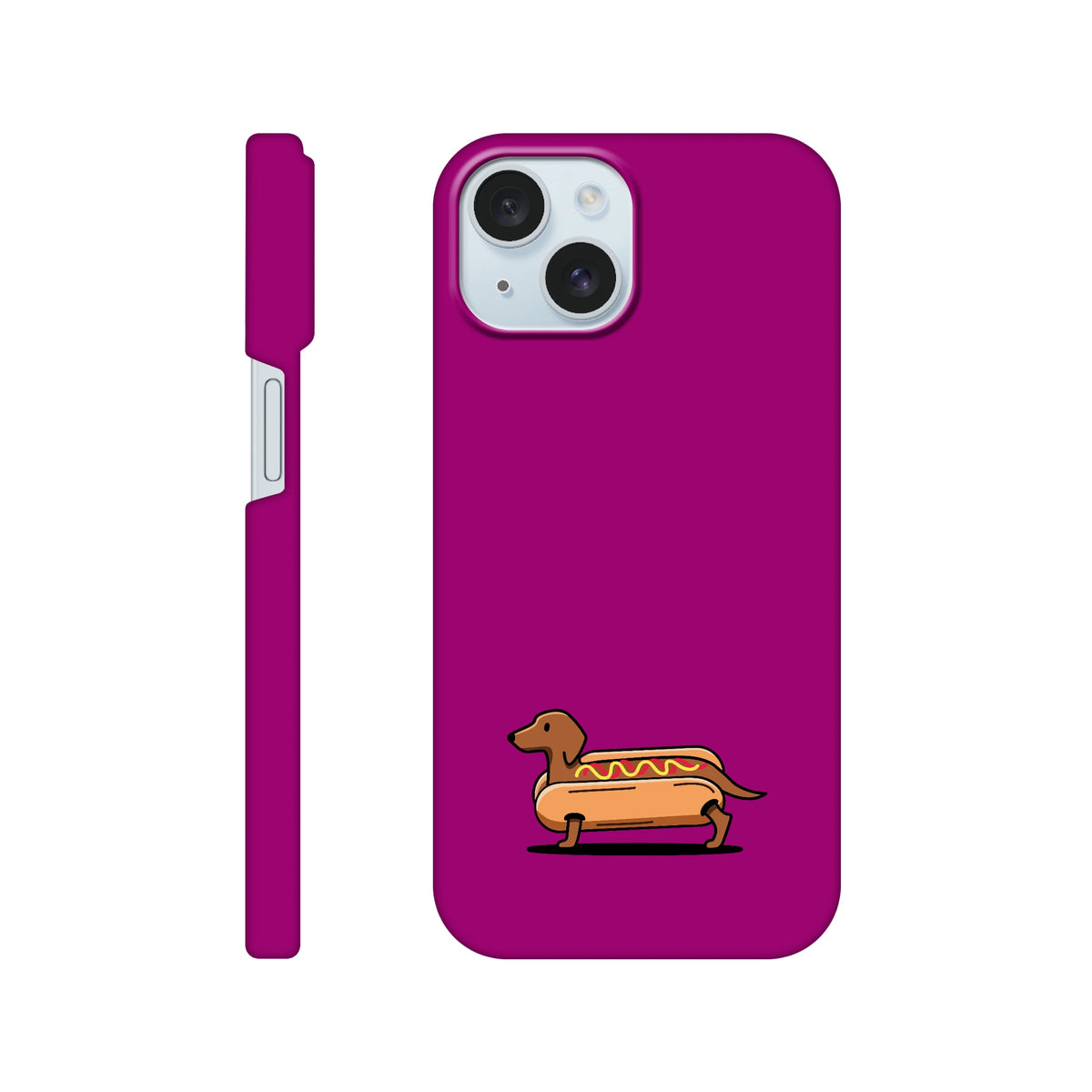 Dackel iPhone Handyhülle „Hot Dog“ - iPhone 15 Lila