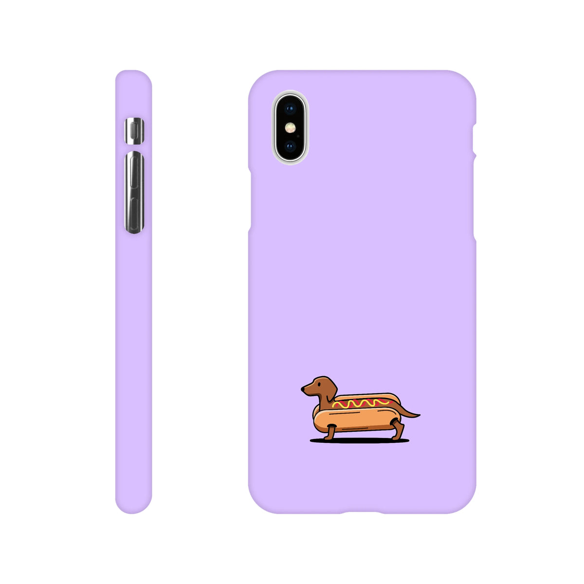 Dackel iPhone Handyhülle „Hot Dog“ - iPhone X Flieder