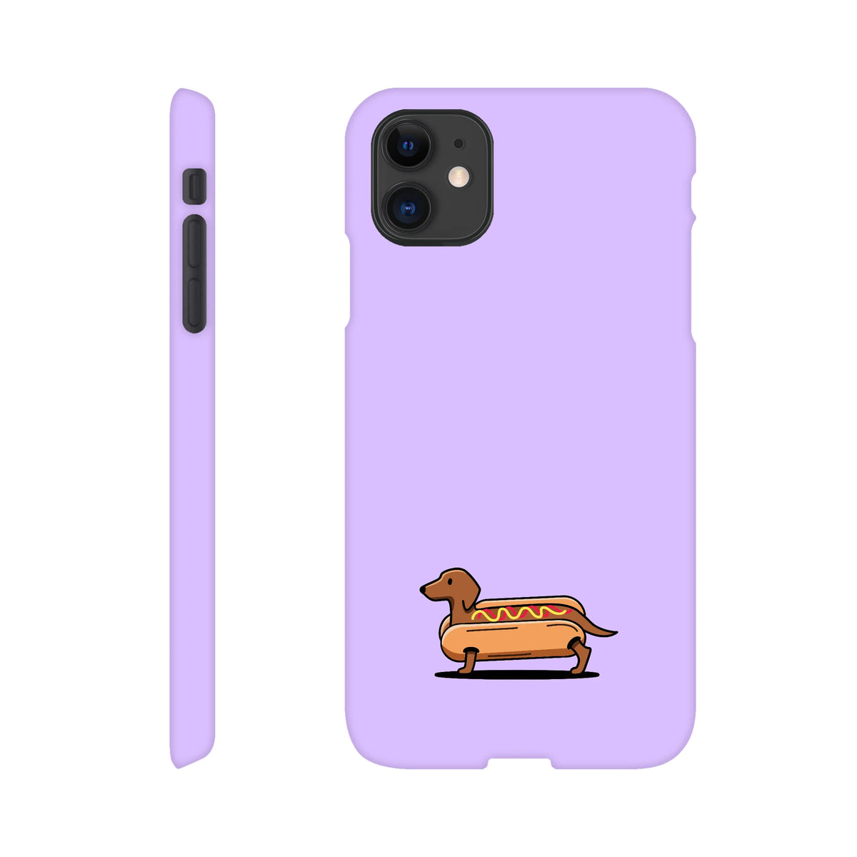 Dackel iPhone Handyhülle „Hot Dog“ - iPhone 11 Flieder