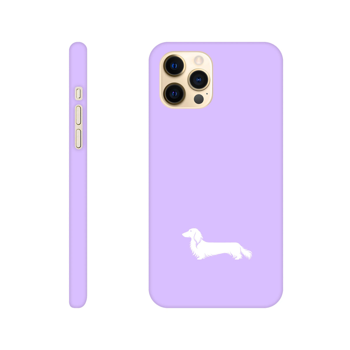 Langhaardackel iPhone Handyhülle „Finn“ - iPhone 12 Pro Max Flieder