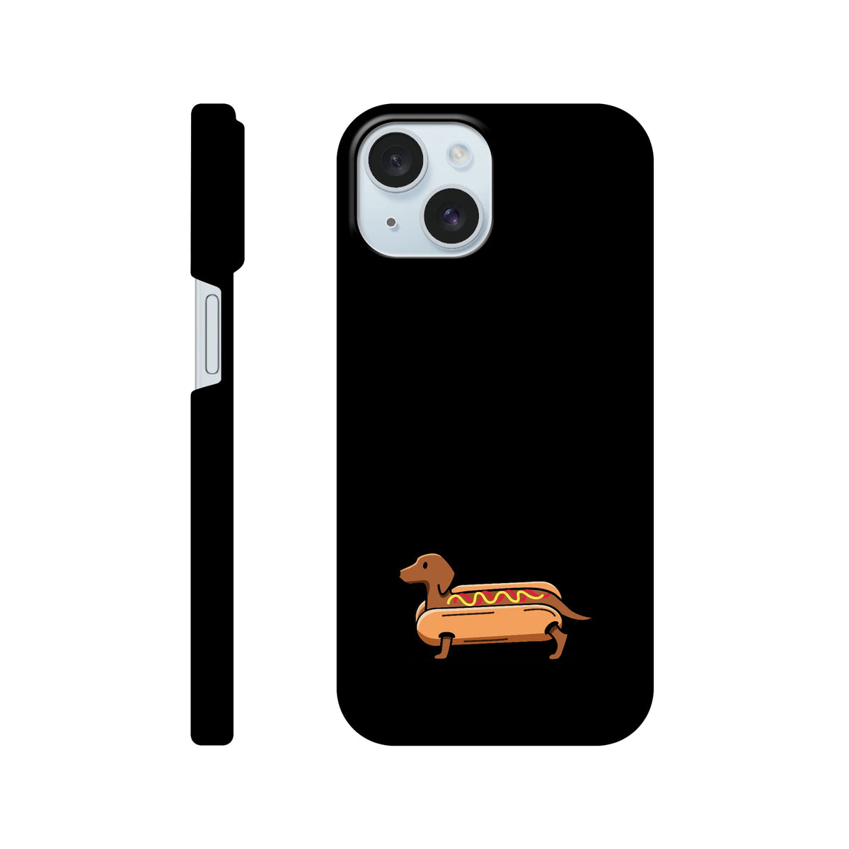 Dackel iPhone Handyhülle „Hot Dog“ - iPhone 15 Schwarz