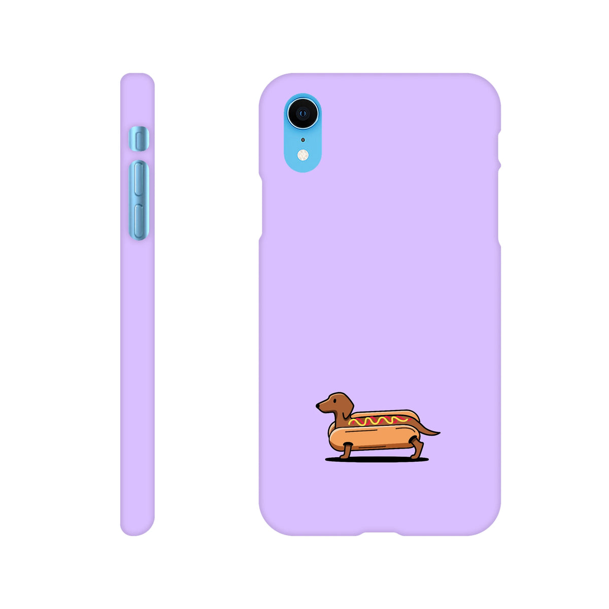 Dackel iPhone Handyhülle „Hot Dog“ - iPhone XR Flieder