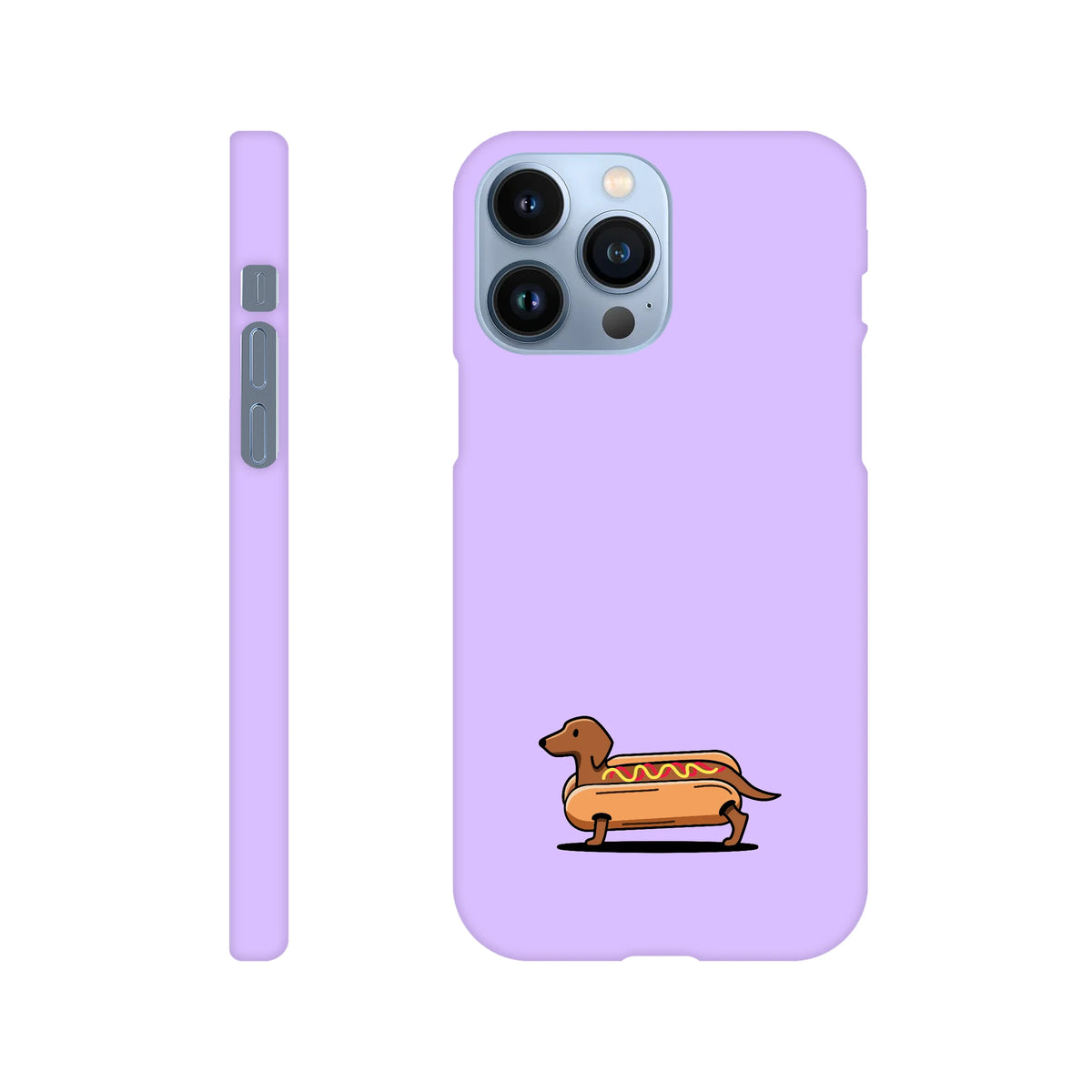Dackel iPhone Handyhülle „Hot Dog“ - iPhone 13 Pro Max Flieder