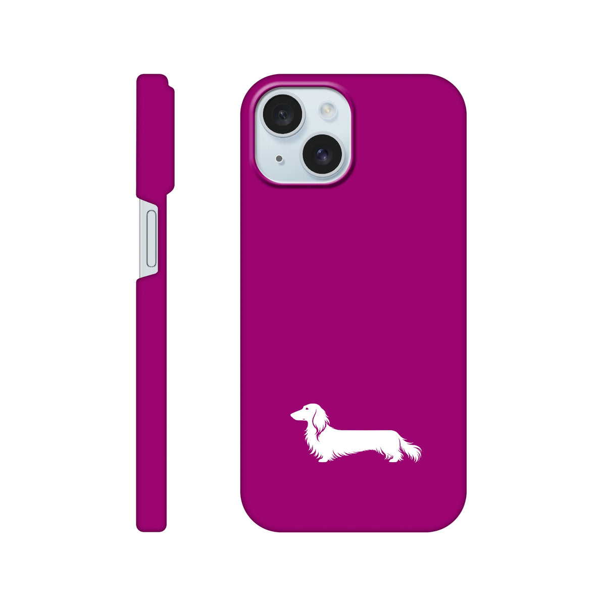 Langhaardackel iPhone Handyhülle „Finn“ - iPhone 15 Lila