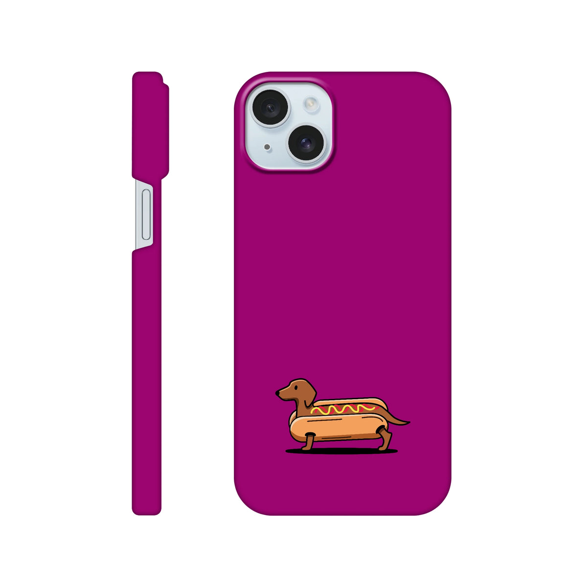 Dackel iPhone Handyhülle „Hot Dog“ - iPhone 15 Plus Lila