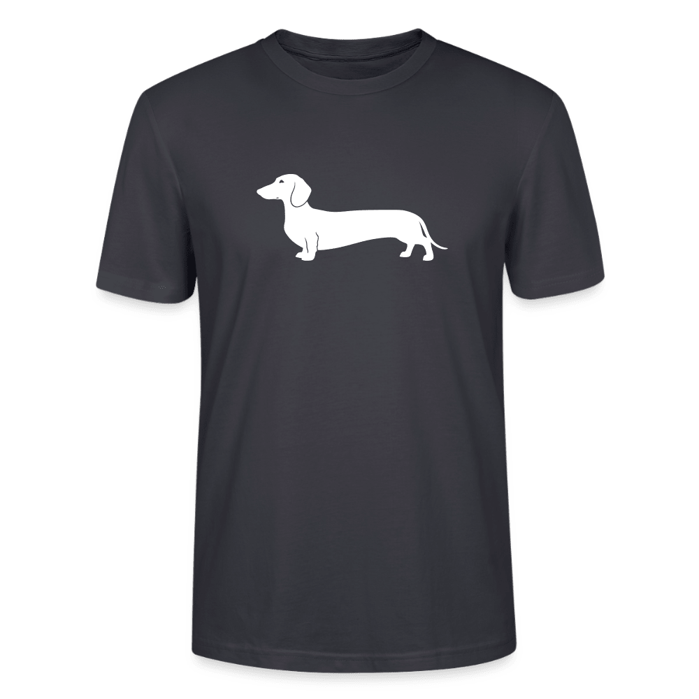 Kurzhaardackel T-Shirt „Pablo“ - Unisex, großes Motiv - Dunkles Graublau