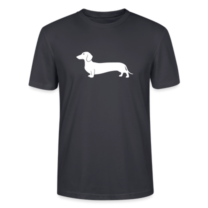 Kurzhaardackel T-Shirt „Pablo“ - Unisex, großes Motiv - Dunkles Graublau