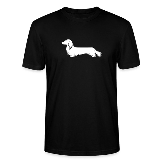 Langhaardackel T-Shirt „Finn“ - Unisex, großes Motiv - Schwarz